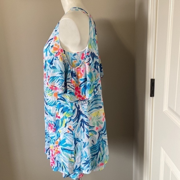 Lilly Pulitzer Bellamie Dress Serene Blue Tippy Top Sunny Shoulder Flowy Size XS - Picture 8 of 11